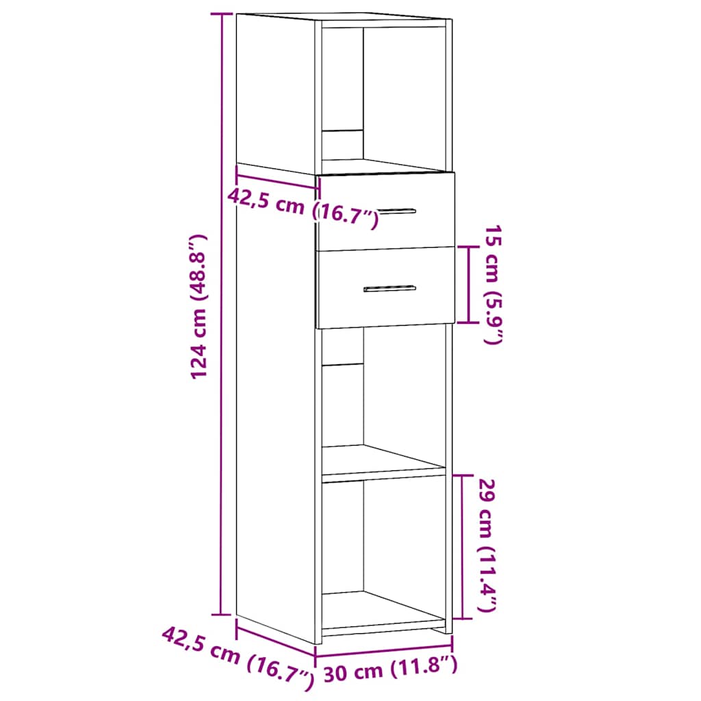Highboard Braun Eichen-Optik 30x42,5x124 cm Holzwerkstoff